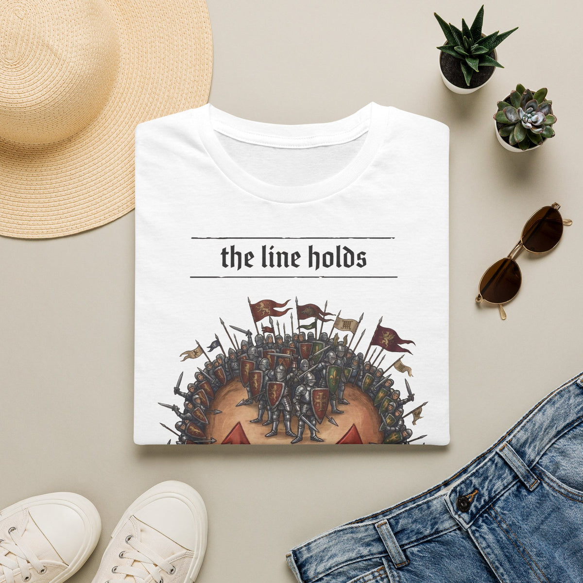 T-Shirt — “The Line Holds” Medieval Battle Graphic Tee