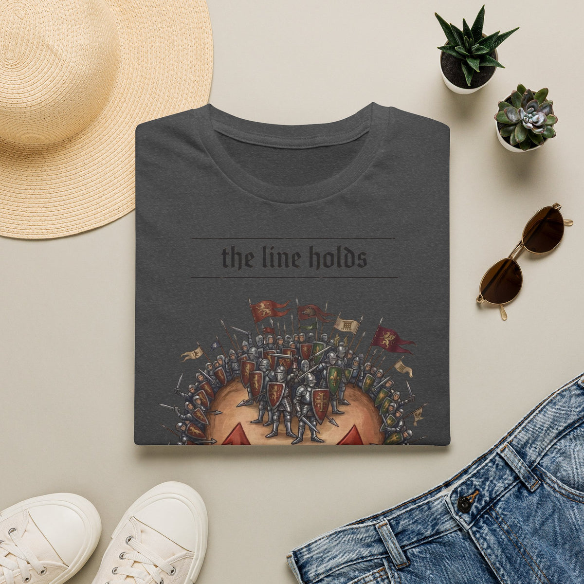 T-Shirt — “The Line Holds” Medieval Battle Graphic Tee