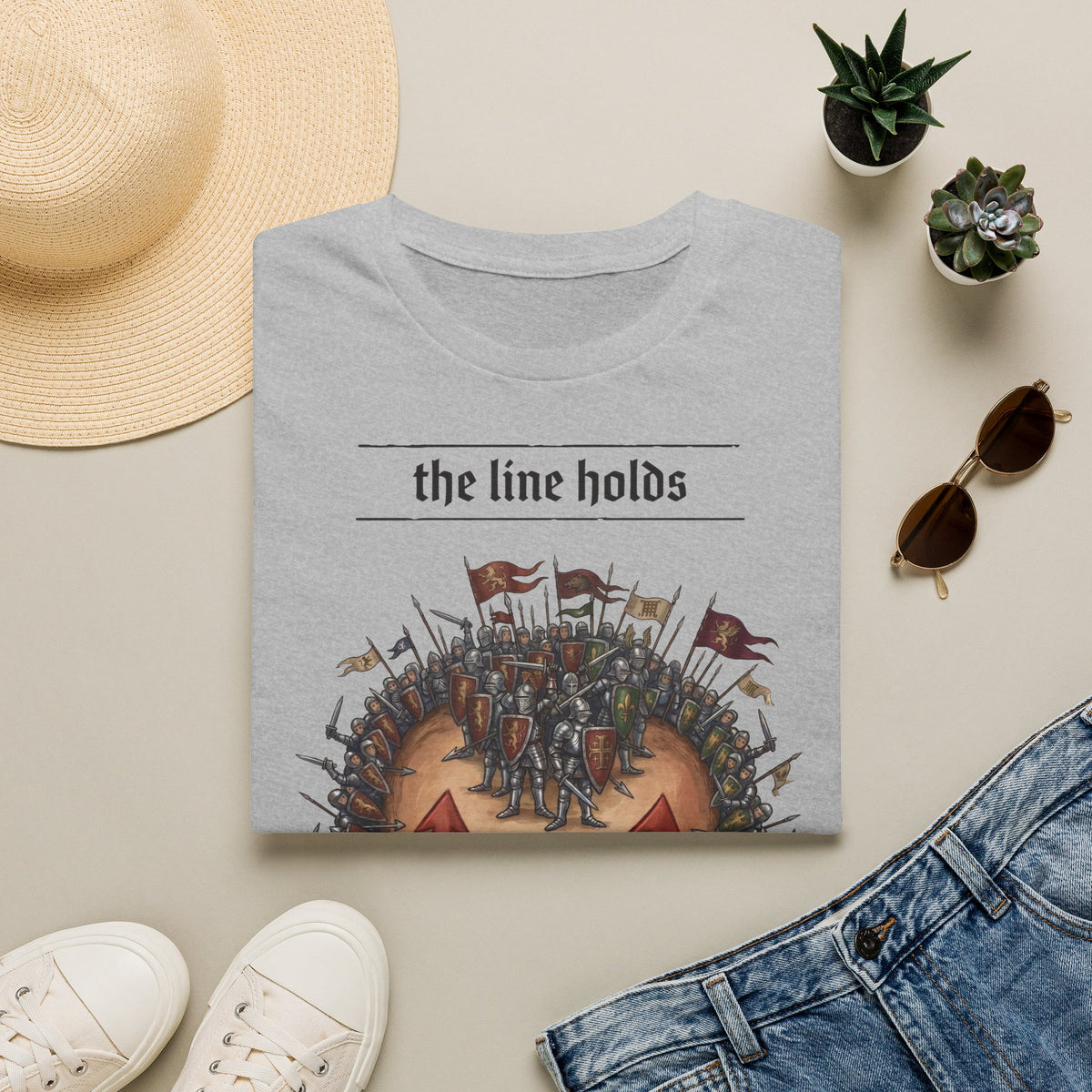 T-Shirt — “The Line Holds” Medieval Battle Graphic Tee