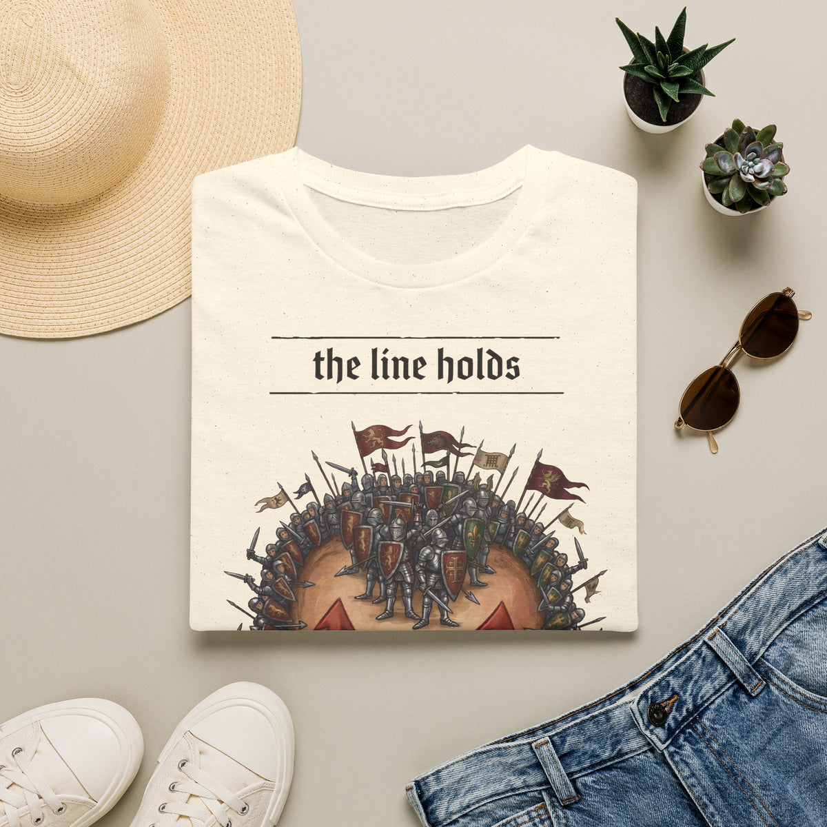 T-Shirt — “The Line Holds” Medieval Battle Graphic Tee